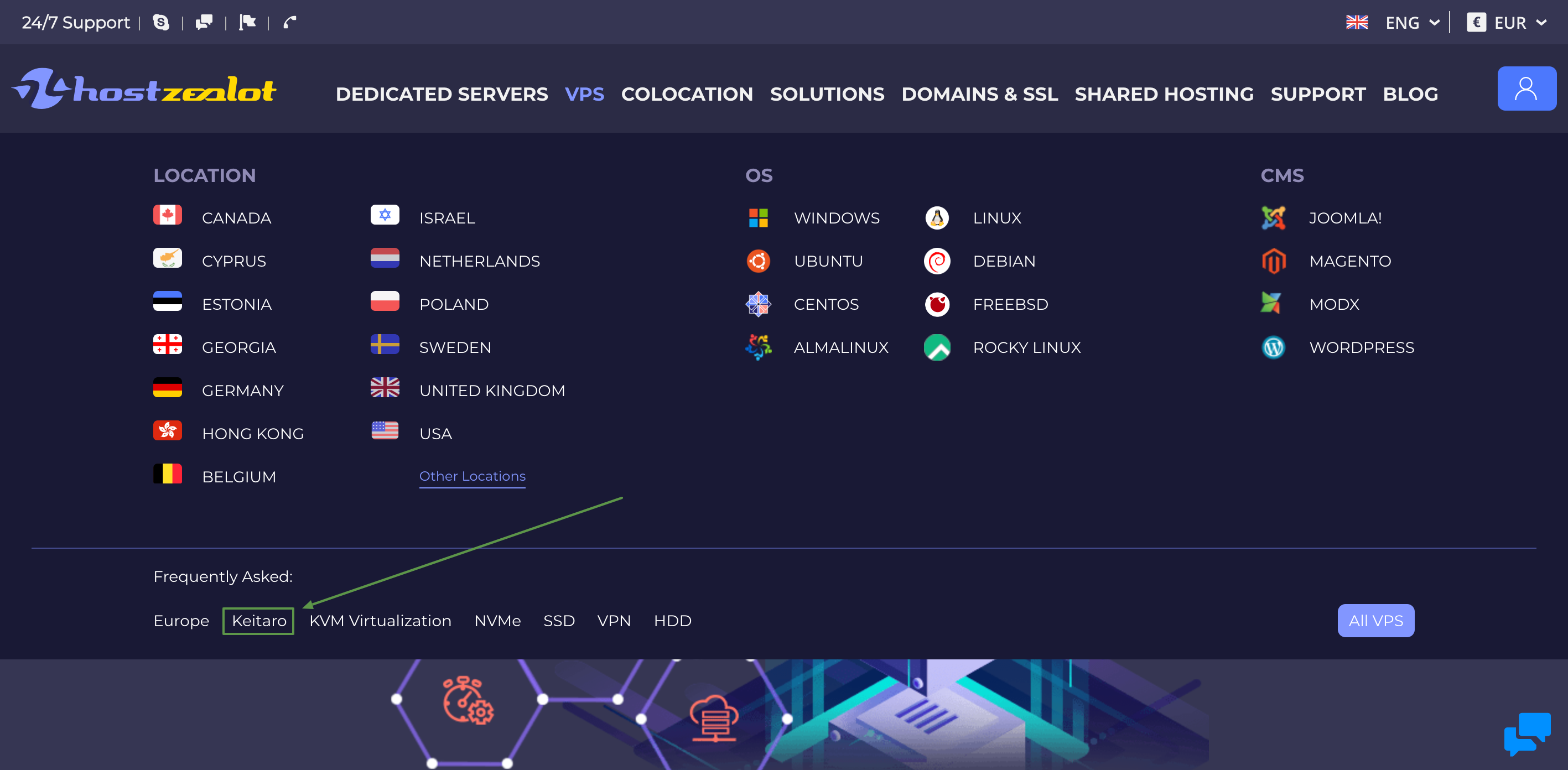 Select Keitaro for VPS